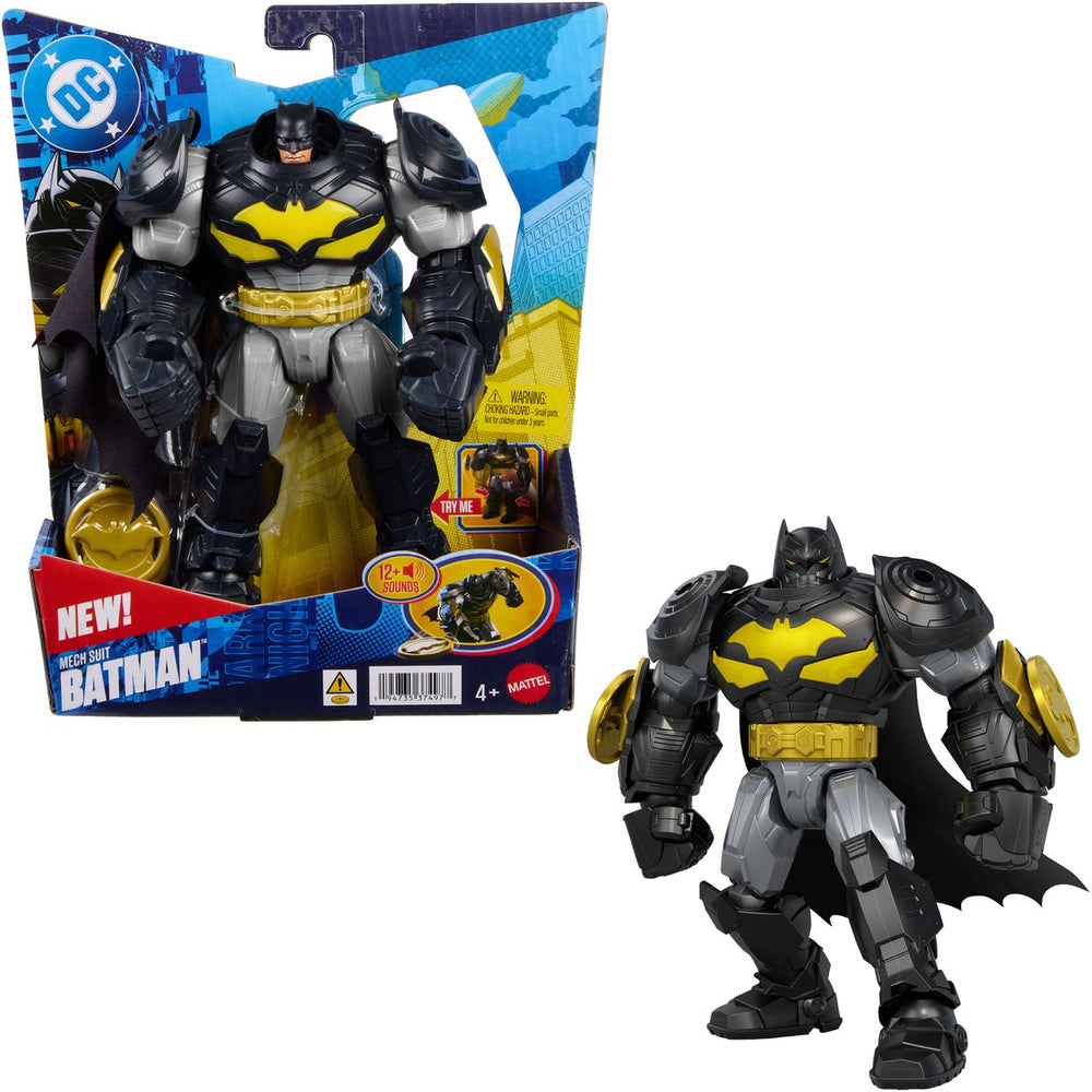 Mattel dc premier 16,5 cm grote armored batman actiefiguur - met schijfwerpfunctie en 8 geluiden en lichteffecten