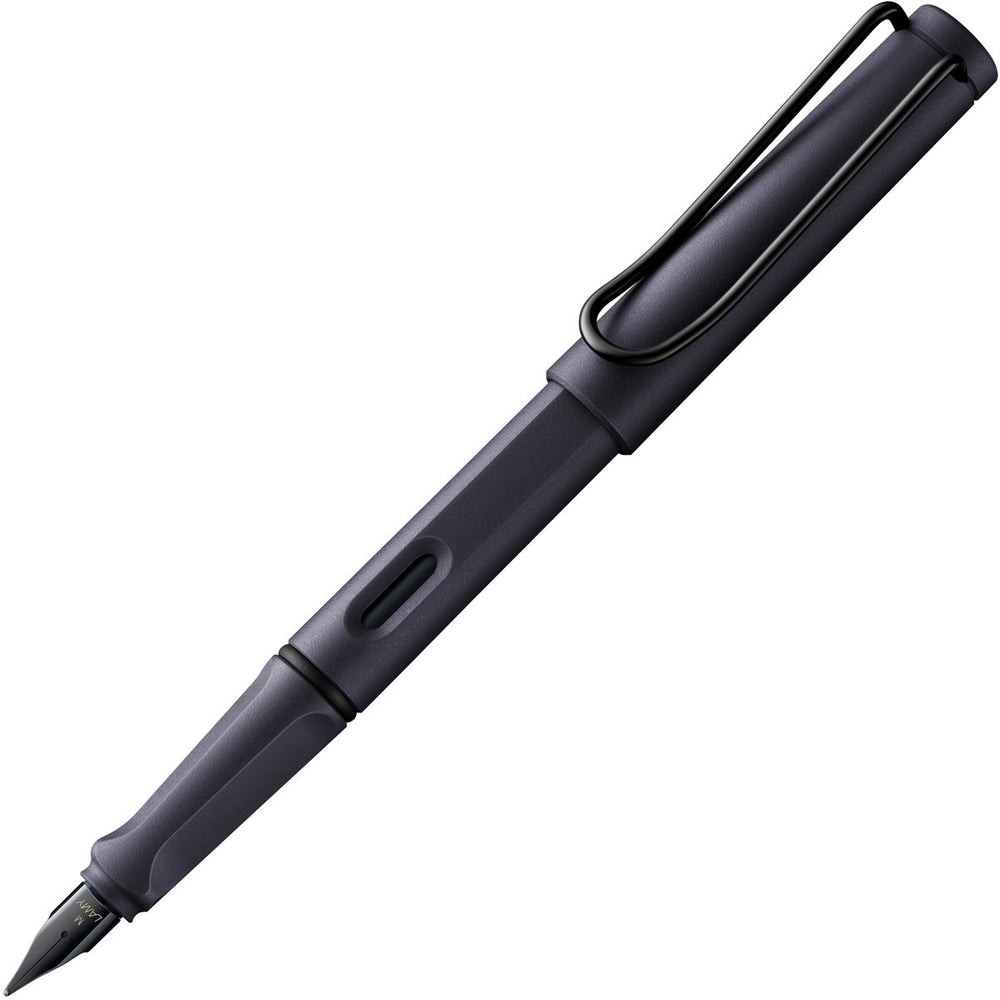Lamy safari steel black vulpen | ergonomische grip | asa-kunststof | stalen penpunt m | inclusief blauwe t 10 inktpatroon – rechtshandig