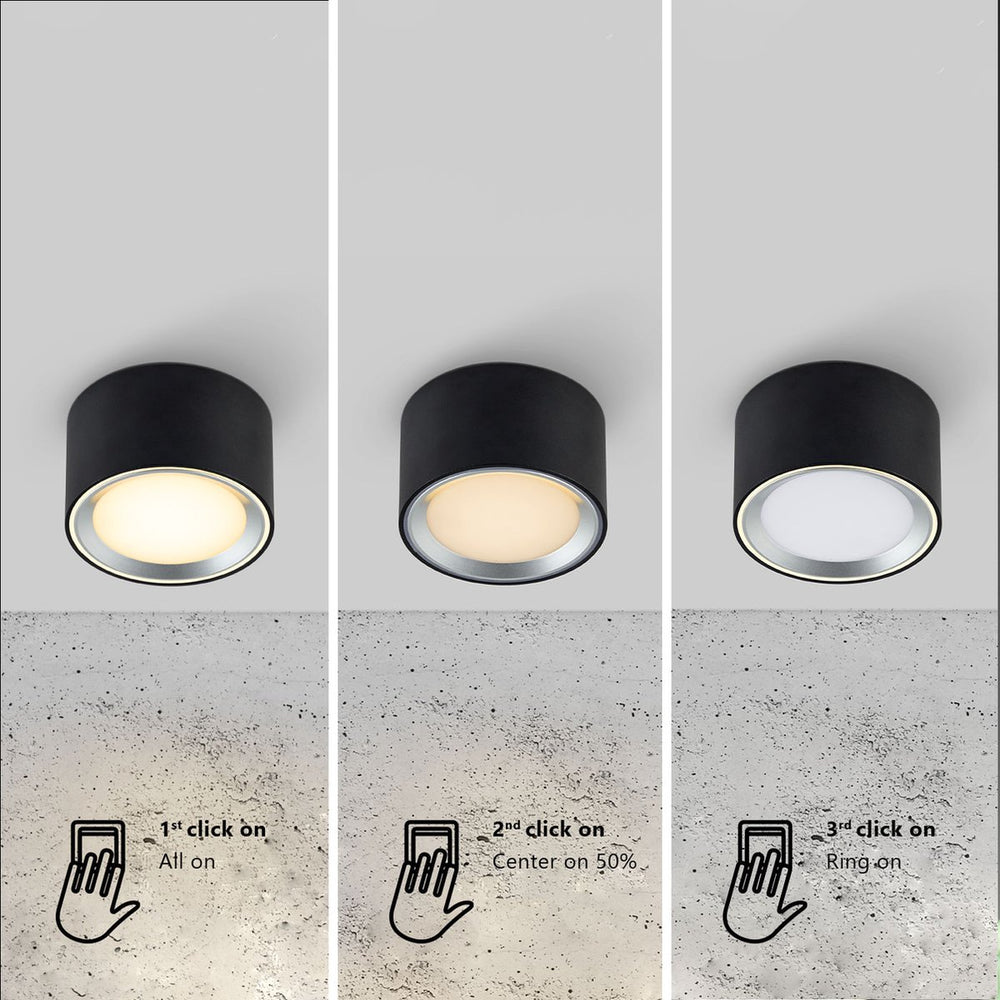 Nordlux fallon surface-downlight-3 step moodmaker™ dimming-zwart staal