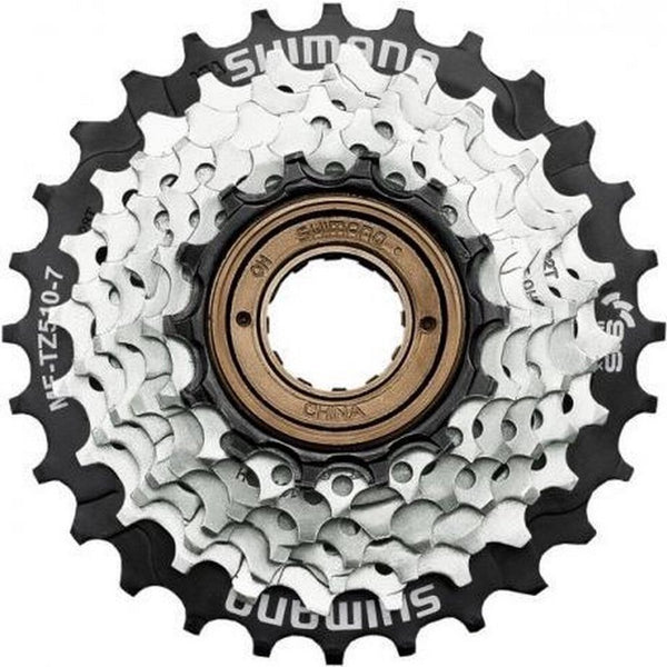 Shimano tourney mf-tz510-7 schroefkrans 7-speed 14-34t megarange – zwart zilver