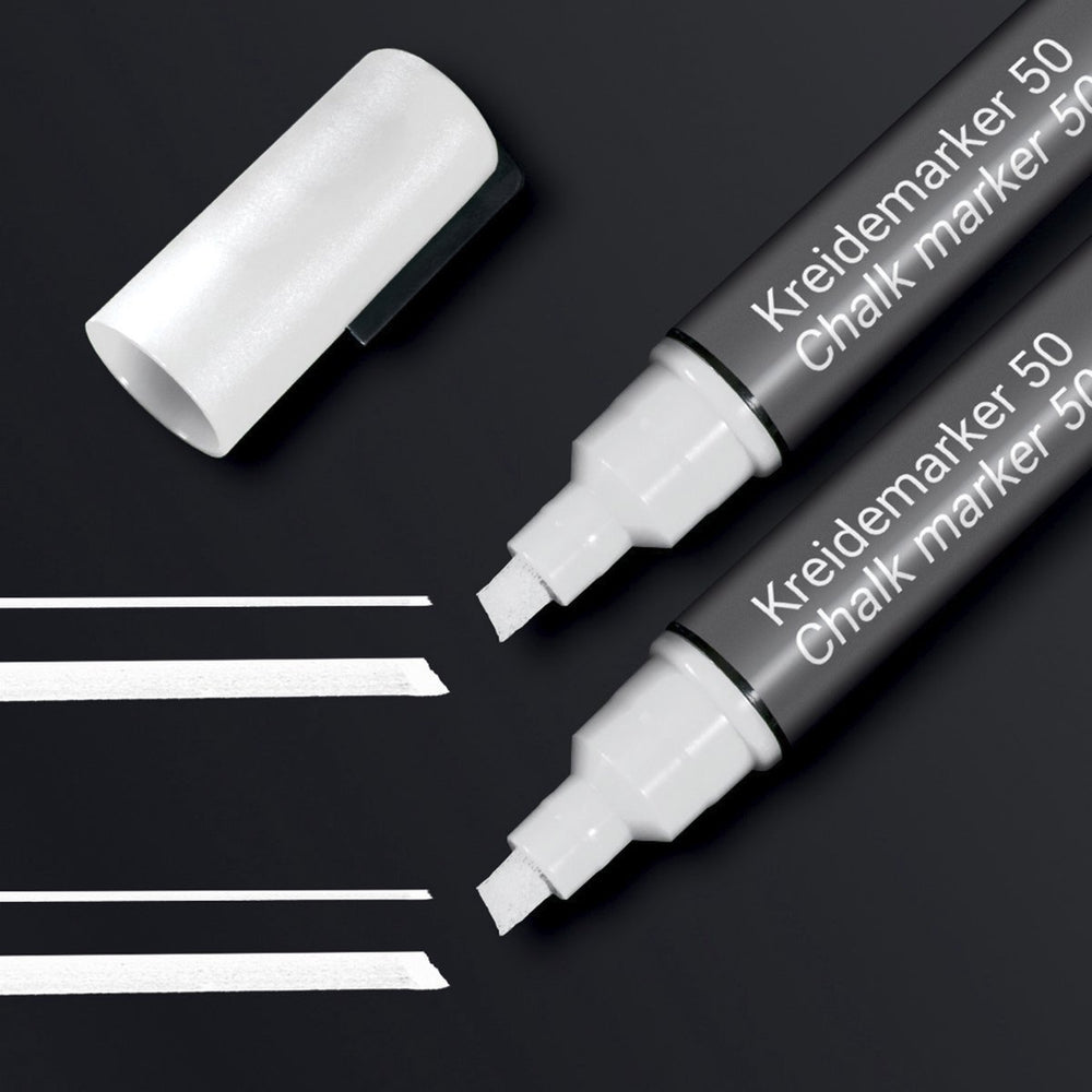 Sigel krijtstift - beitelpunt - 1-5 mm - wit - 2 stuks - si-ba184