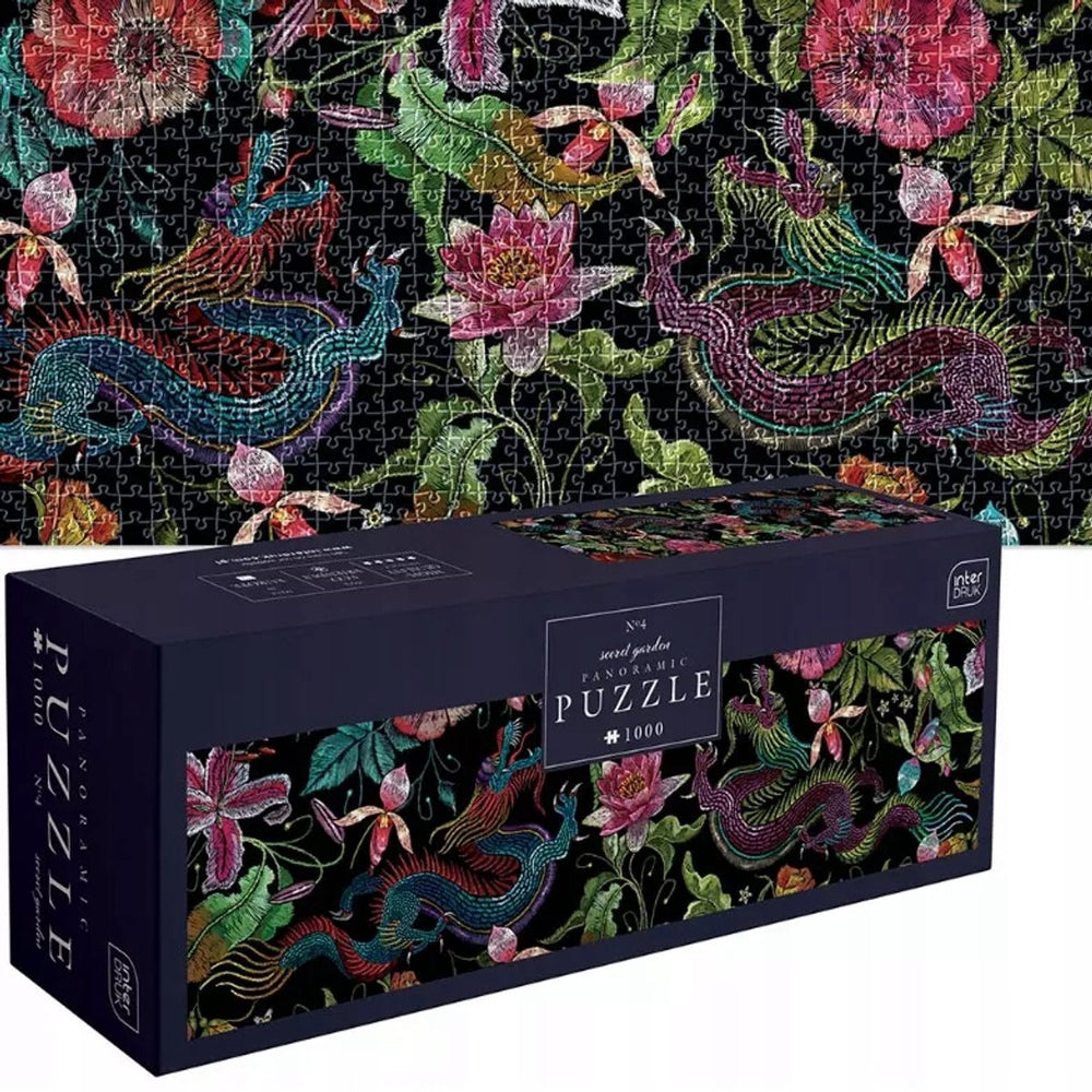 Geronimo games puzzle - 1000 stukjes - interdruk panoramische puzzel - secret garden bloemen -