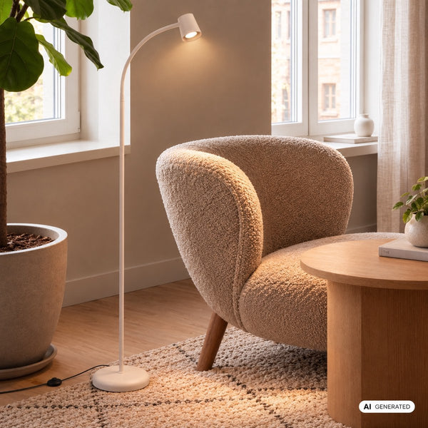 Briloner skriva - vloerlamp - staande lamp draaibaar - met voetschakelaar - gu10 fitting - bureaulamp - ø21 x 127,5 cm - beige