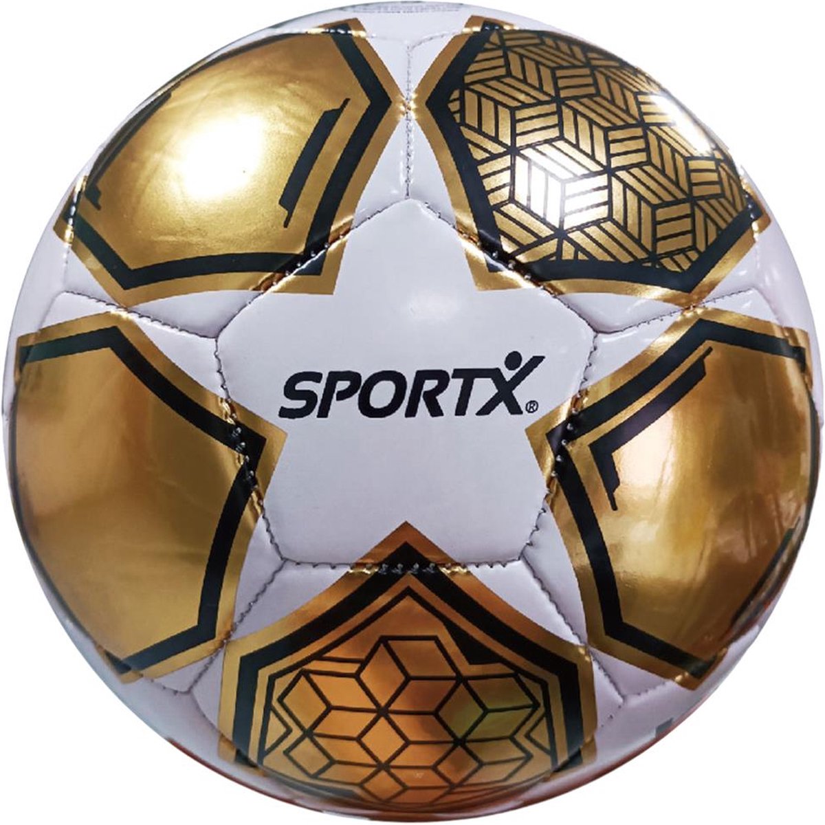 Sportx voetbal goud met ster metallic 330-350gr, 21cm