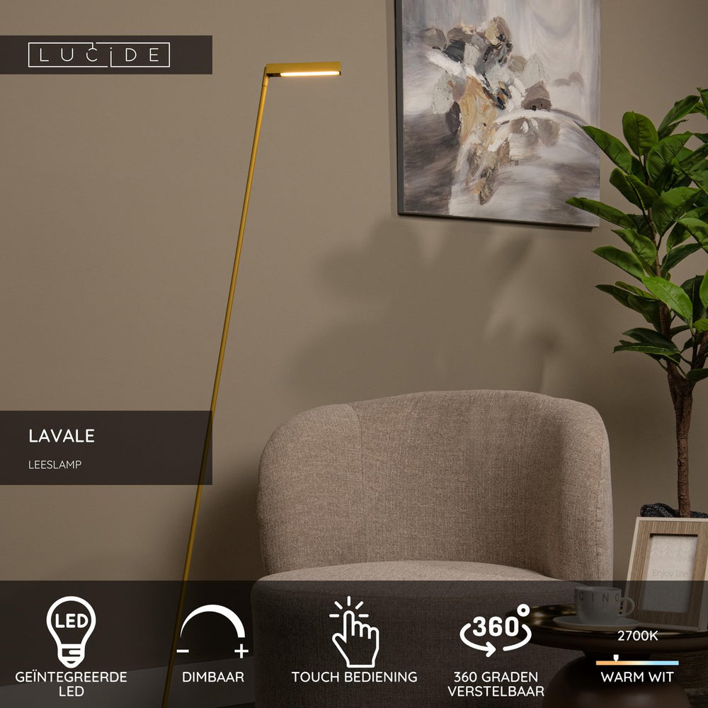 Lucide lavale - leeslamp - led dimbaar - 1x3w 2700k - okergeel