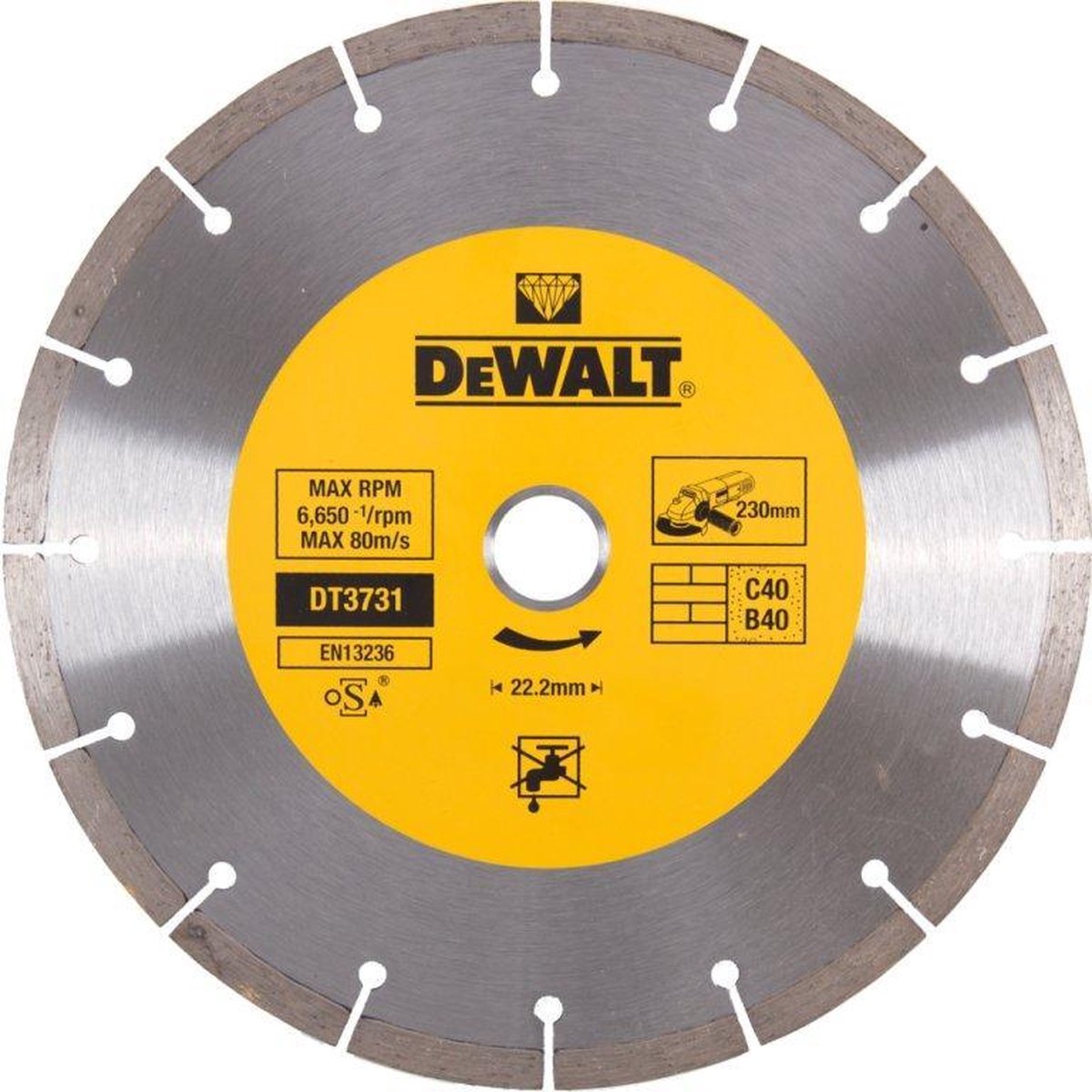 Dewalt dt3731 diamantschijf gesegmenteerd 230x22,23mm