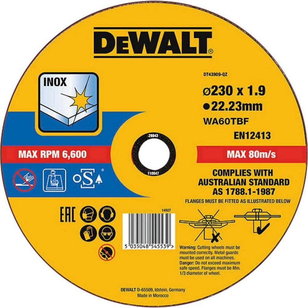 Dewalt dt43909 doorslijpschijf rvs 230mm