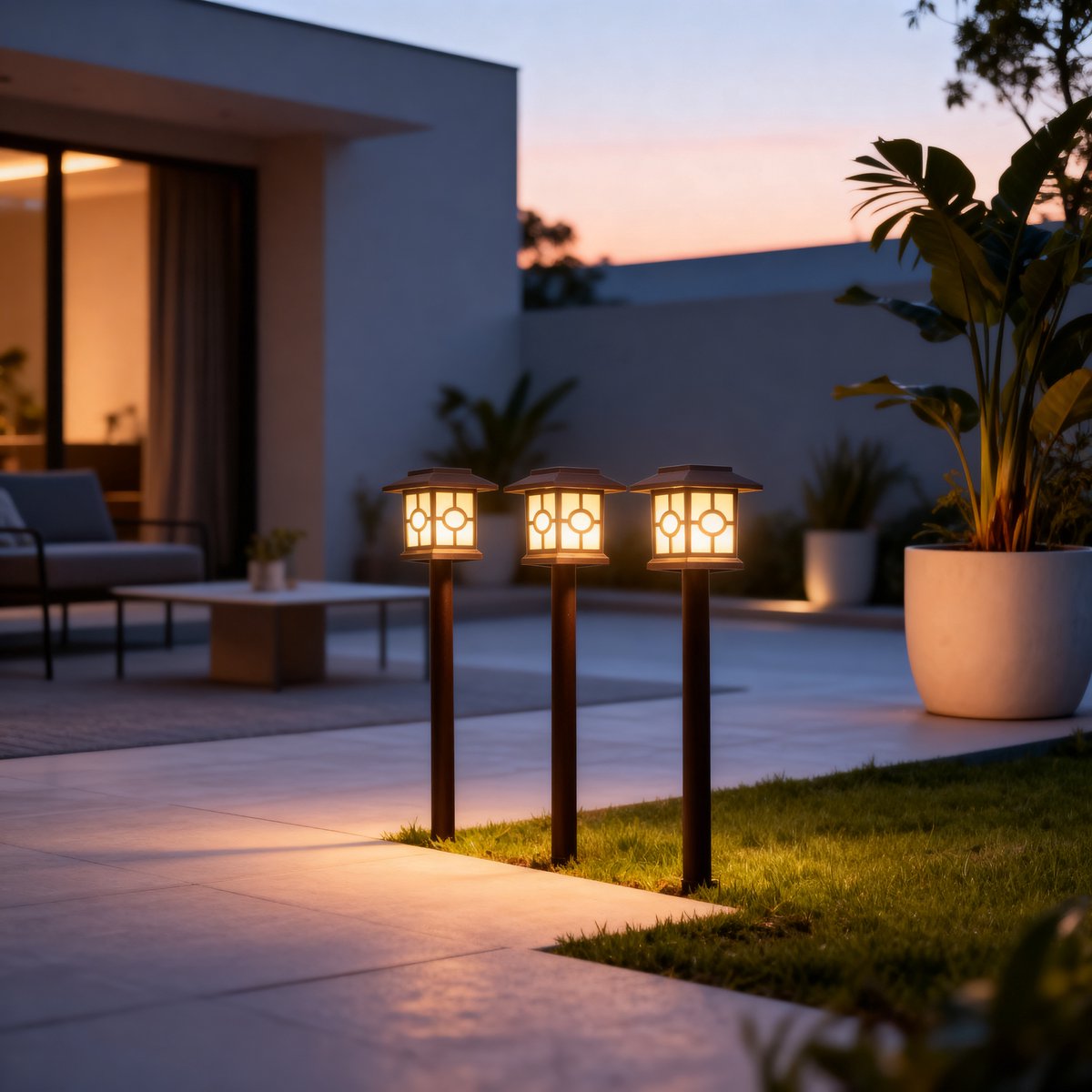Grundig solar tuinlampen set 3 stuks - tuinverlichting op zonne-energie - ip44