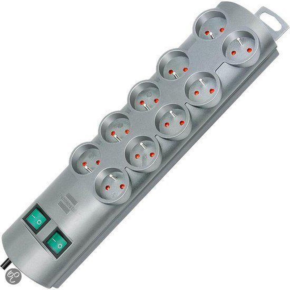 Brennenstuhl primera-line stekkerdoos 10-voudig zilver 2m h05vv-f 3g1,5 de stopcontacten zijn schakelbaar per 5 *fr*