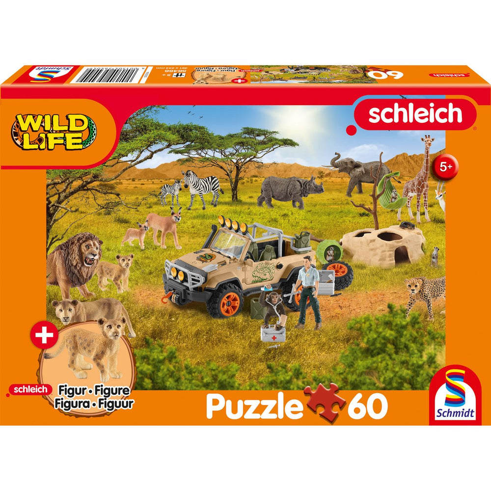 Schmidt - legpuzzel - wild life in de savanne - schleich - 60 stukjes + originele figuur - kinderen - vanaf 5 jaar