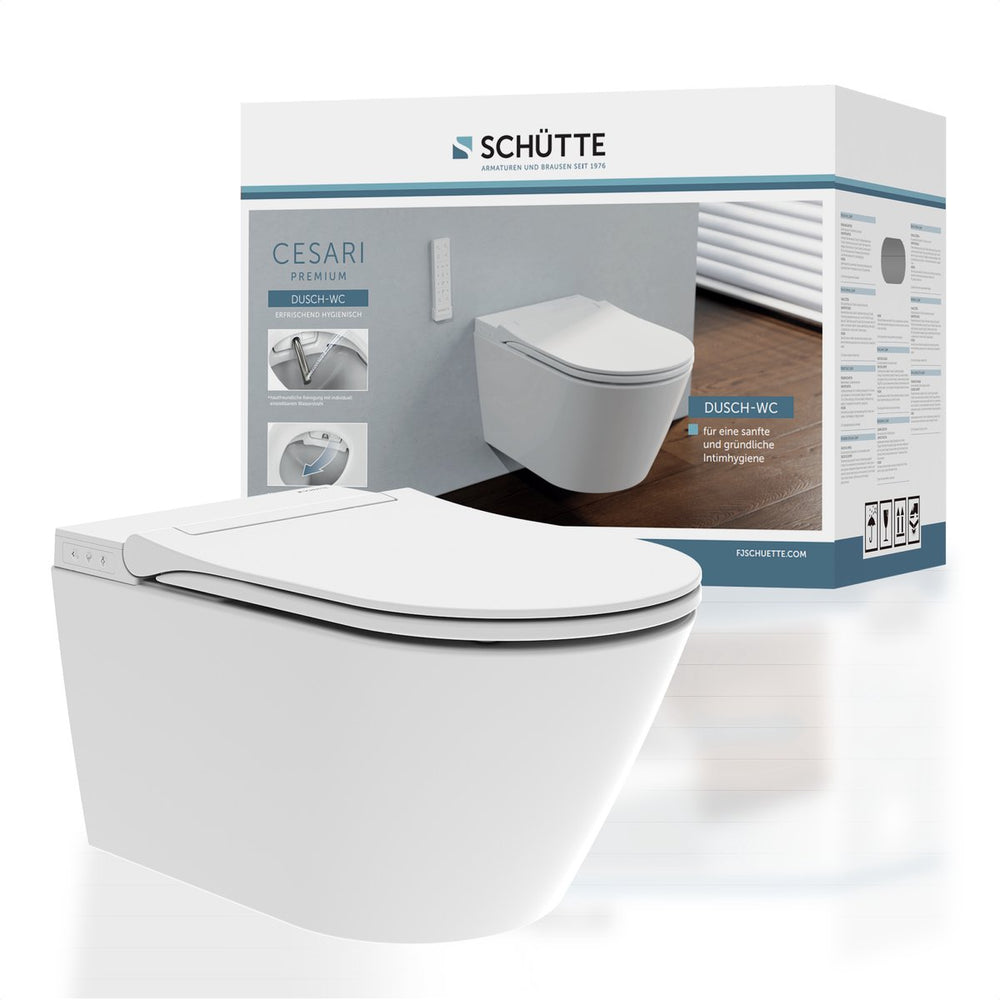 Schütte cesari premium douche-wc - randloos - met wc-zitting - wit