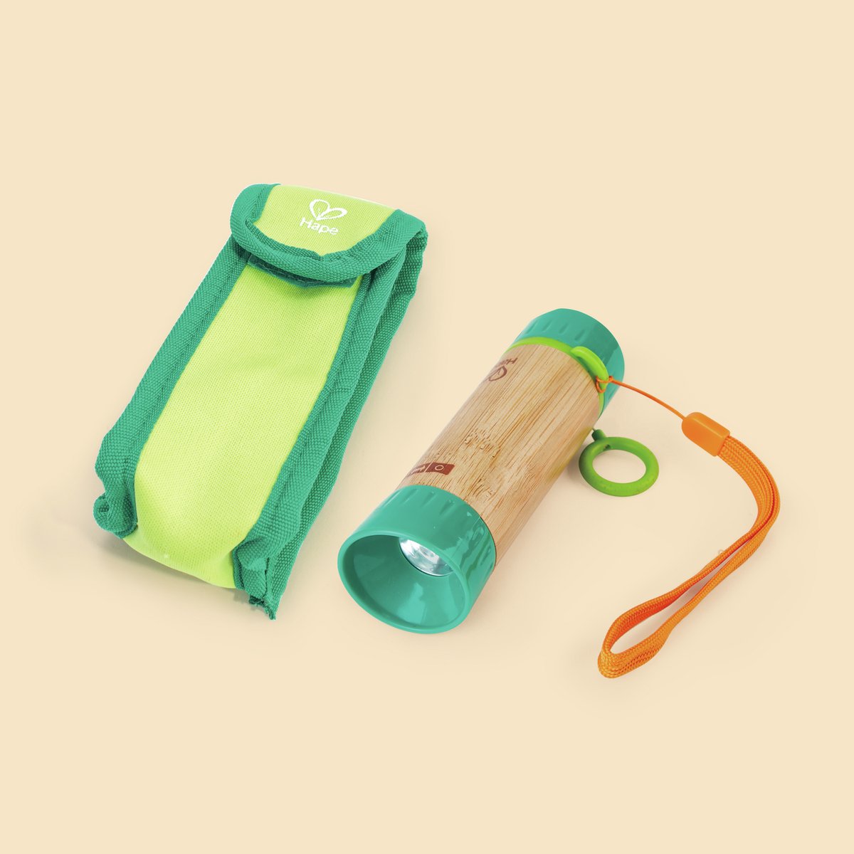 Hape handgegenereerde zaklamp - duurzame kinderzaklamp van bamboe, geen batterijen nodig, 4 jaar+