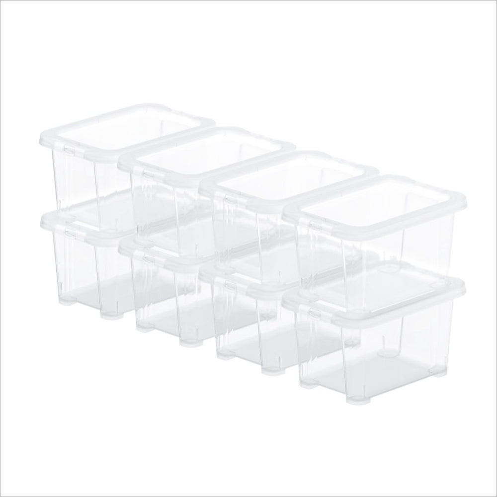 Rotho core basic opbergboxen - set van 8 - stapelbaar - 1,2 ltr