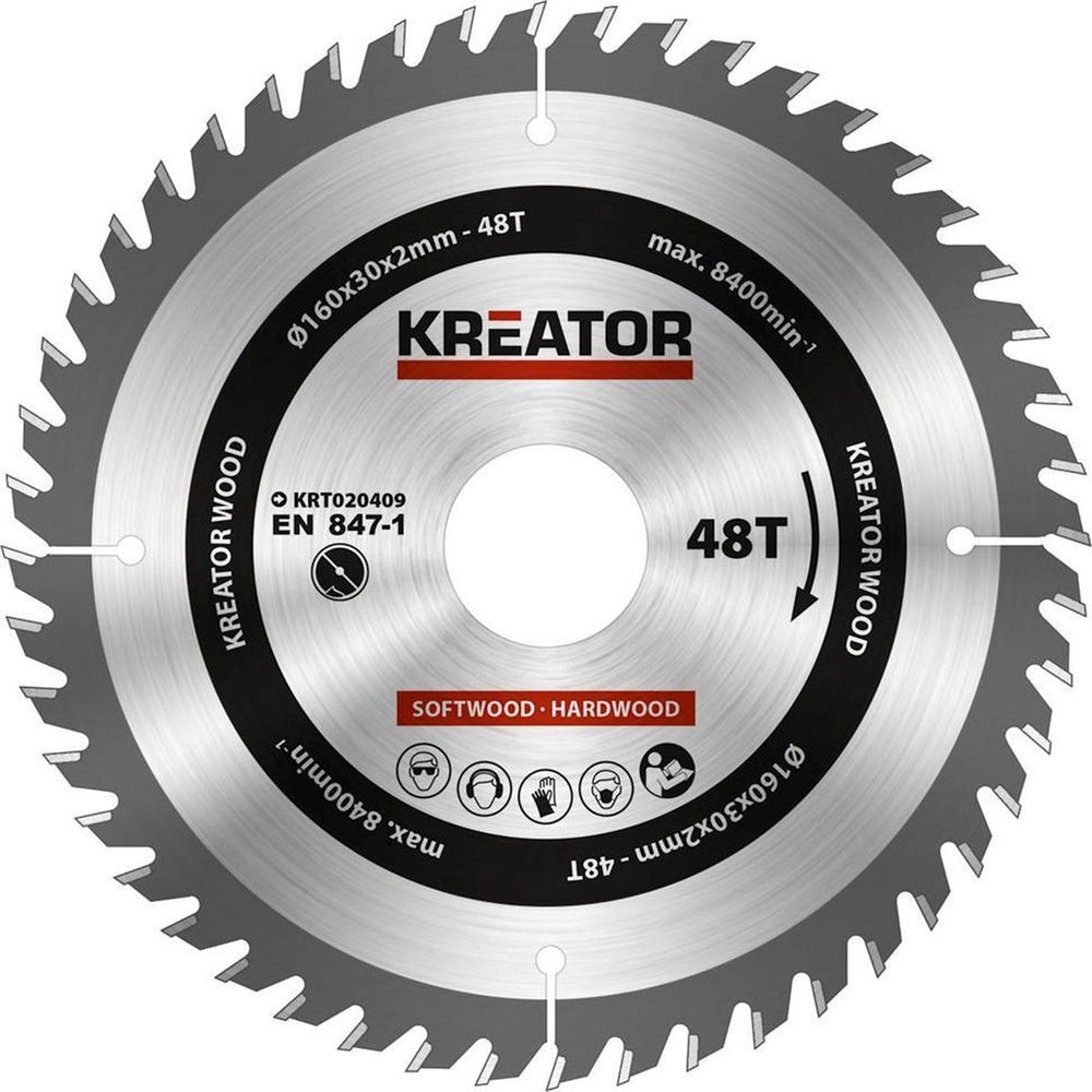 Kreator krt020409 zaagblad hout 160 mm - 48t