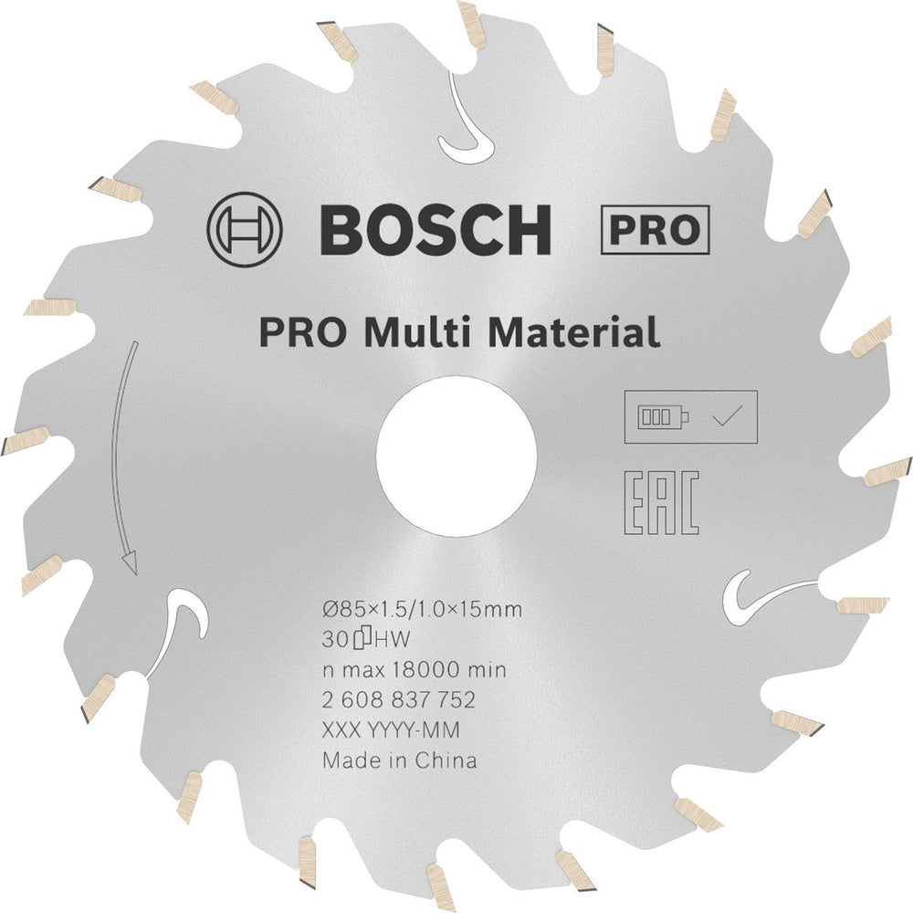 Bosch pro multi material draadloos zaagblad voor cirkelzagen 85 x 1,5 x 15 mm - 2608837752