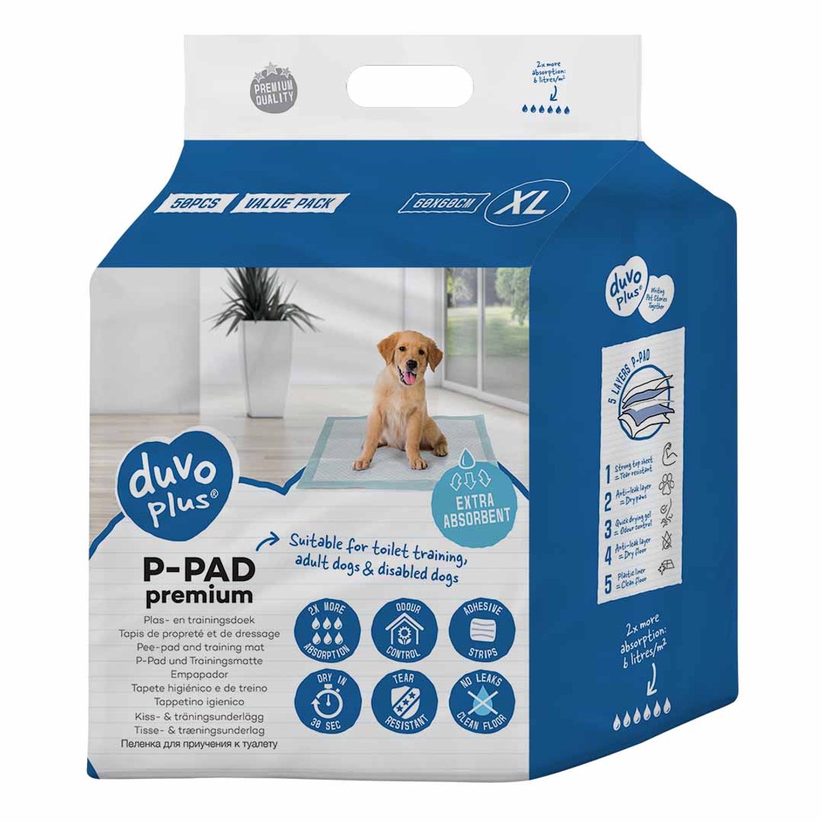 Duvo + p-pad premium xl - 60x60cm 50 stuks