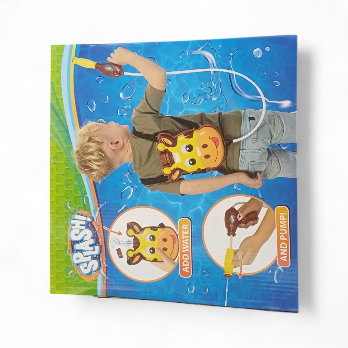 Spatwaterpistool giraffe met rugzakreservoir