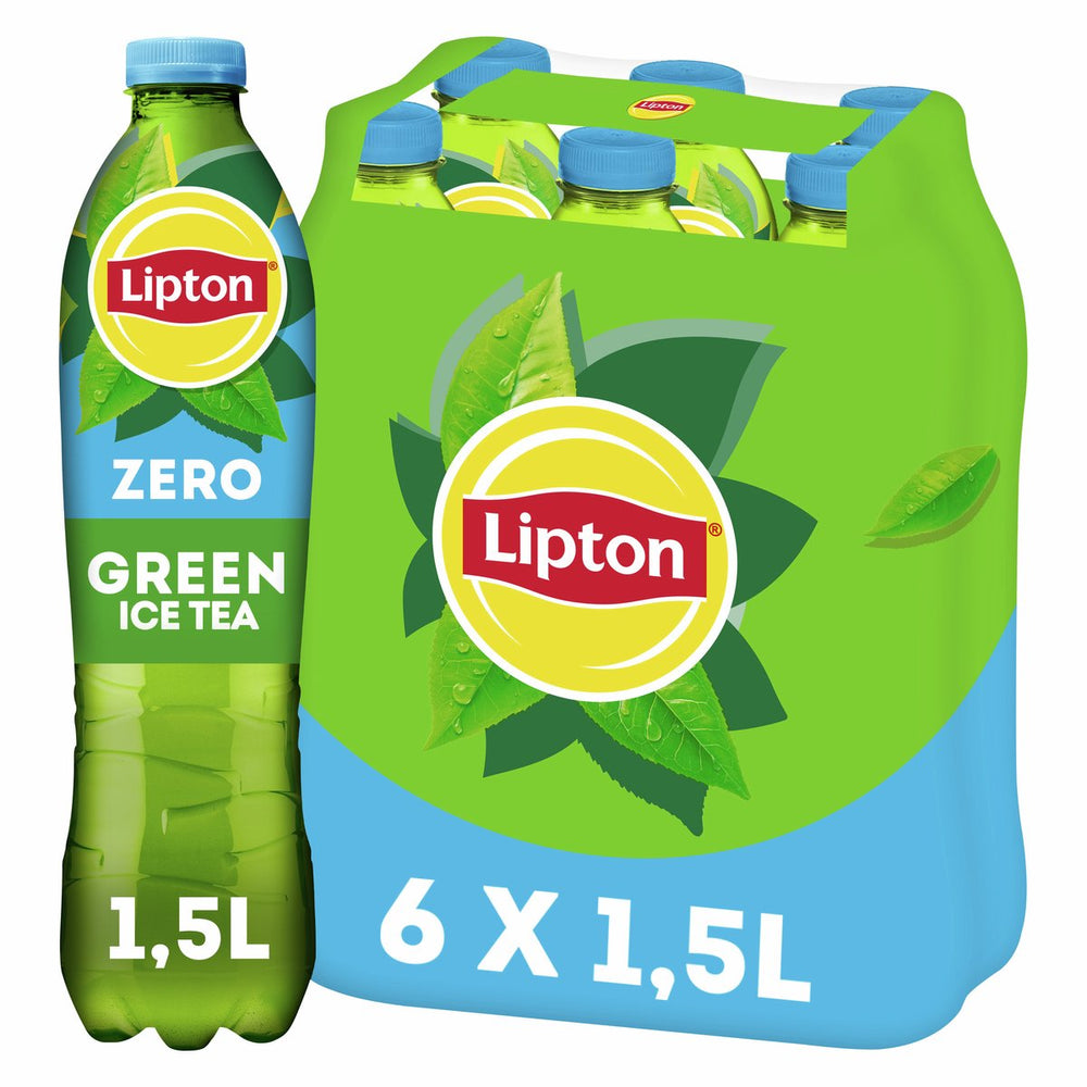 Lipton ice tea green fles - zero sugar - zonder suiker - 6 x 1500 ml - voordeelverpakking