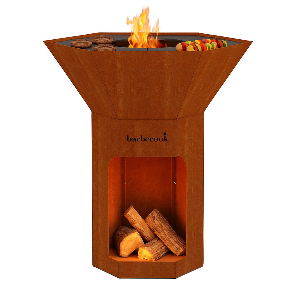 Barbecook nestor original - houtbarbecue - corten staal - 92x92x101cm