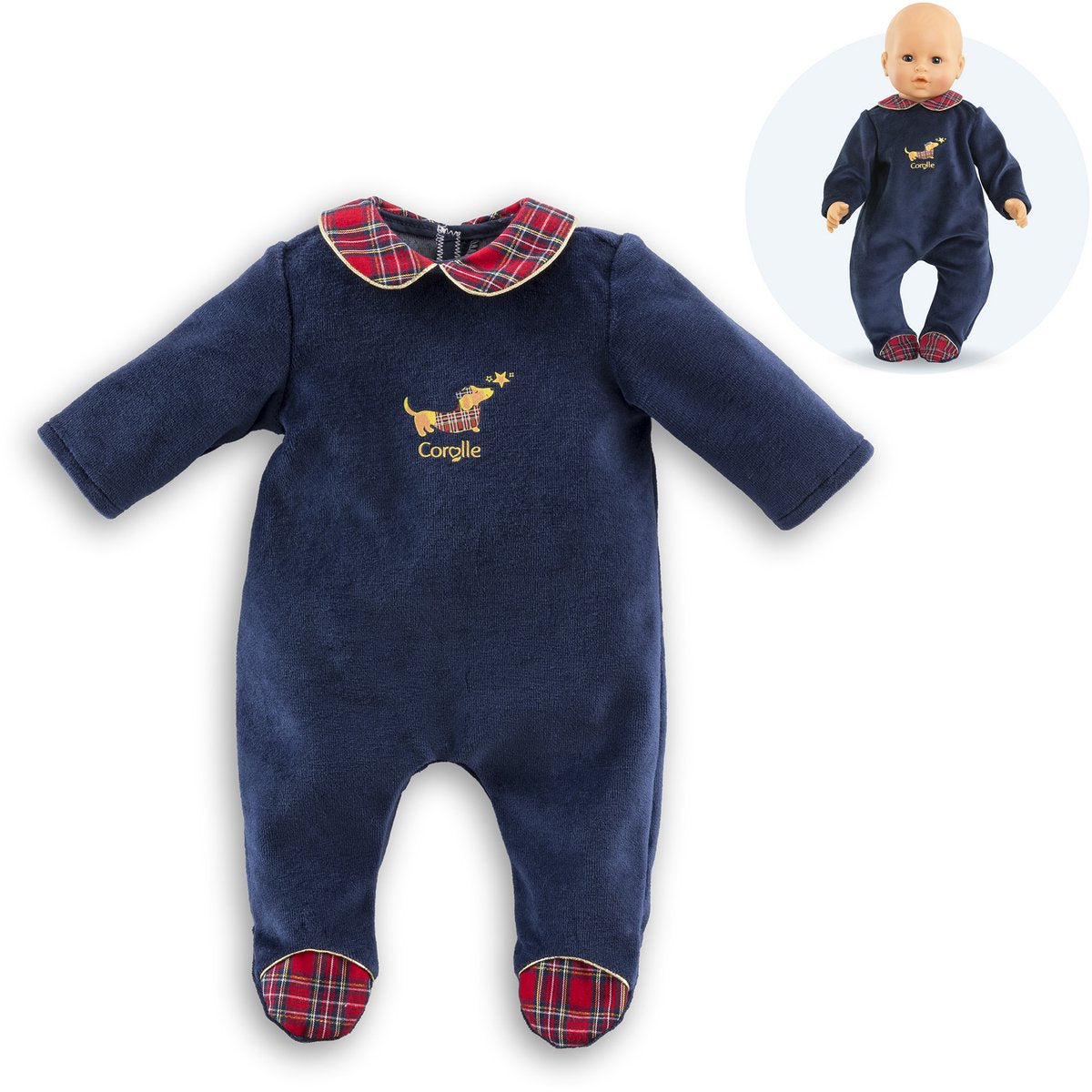 Corolle poppen pyjama - marineblauw - poppenkleding 42cm.