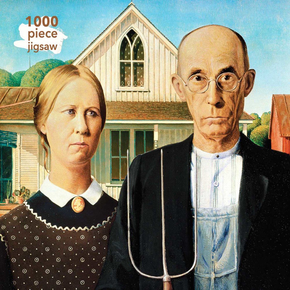 Adult jigsaw puzzle grant wood: american gothic: 1