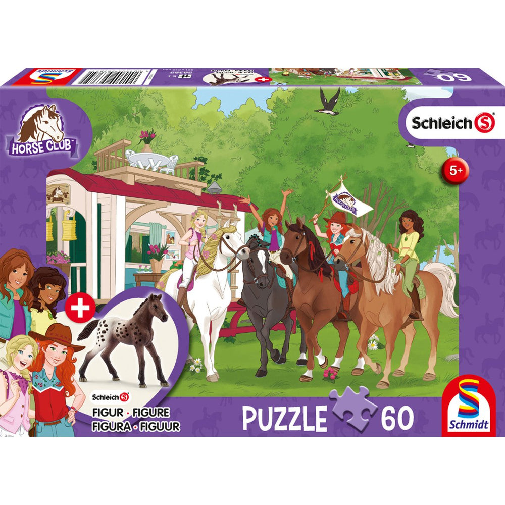 Schmidt - legpuzzel - horse club clubbijeenkomst bij de caravan - paarden - schleich - 60 stukjes + originele figuur - kinderen - vanaf 5 jaar