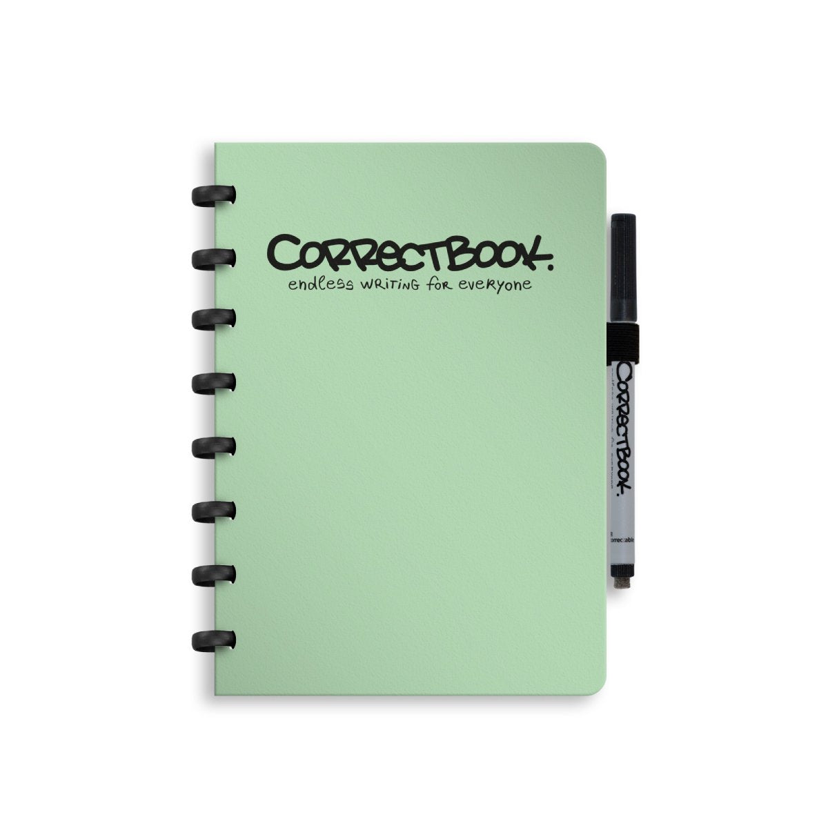 Correctbook a5 uitwisbaar notitieboek – herbruikbaar schrift – misty mint – gelinieerd – inclusief pen wisdoekje – aanvulbaar met extra pagina’s