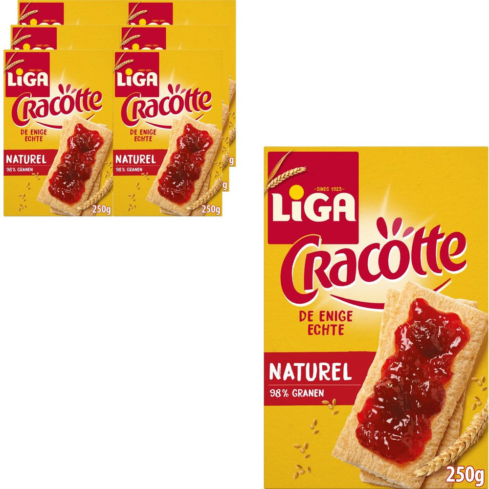 Liga cracotte luchtige crackers naturel 6 x 250g - crackers - broodvervangers - ontbijt