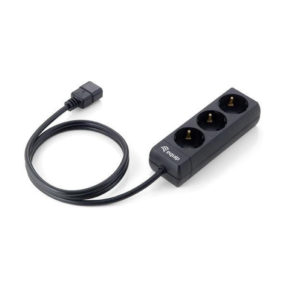Equip 333280 stekkerdoos met 3 stopcontacten, 1,1 m, 3 stopcontacten type F, zwart, CE, 220 - 240 V