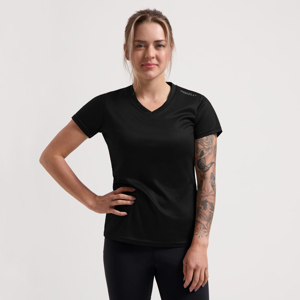 Rogelli promo hardloopshirt dames - korte mouwen - zwart - l