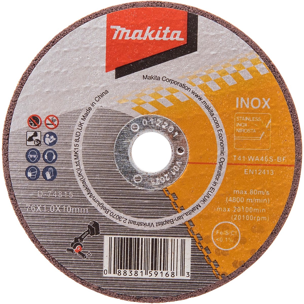 Makita accessoires makita d-74815-5 | doorslijpschijf | rvs | 76 mm - voor dmc300