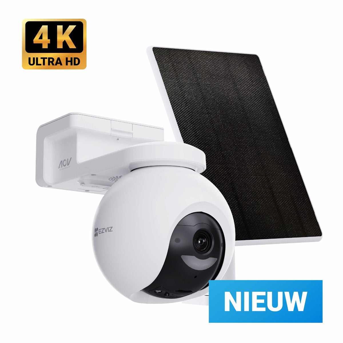 Ezviz hb8 pro 4k kit draadloze beveiligingscamera wifi met 5w zonnepaneel - ai personen voertuigdetectie - 360° ptz - nachtzicht in kleur - buiten camera- geen maandkosten