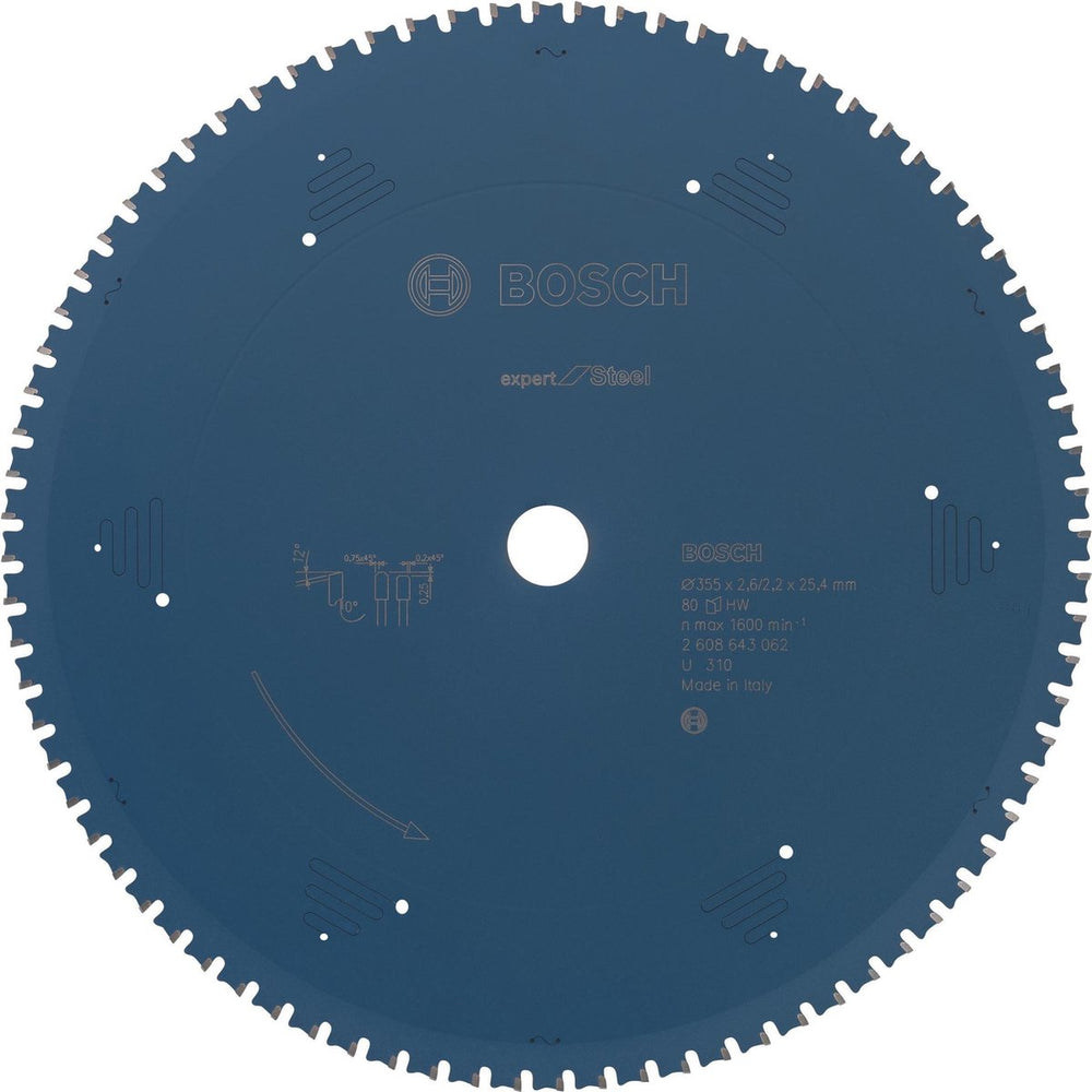 Bosch circular saw blade expert for steel 355 x 25,4 x 2,2 mm, 80