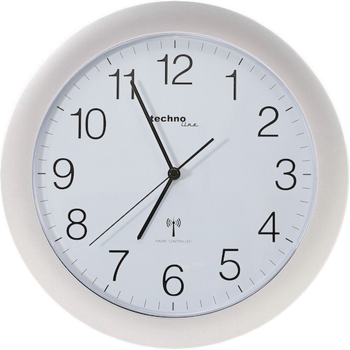 Technoline wt 8000 silver - wandklok - analoog - rond - kunststof raam - radiogestuurde tijdsaanduiding - zilverkleurig