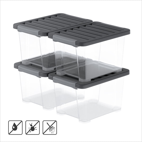 Rotho core pro - opbergboxen - set van 4 - stapelbaar - 15 ltr