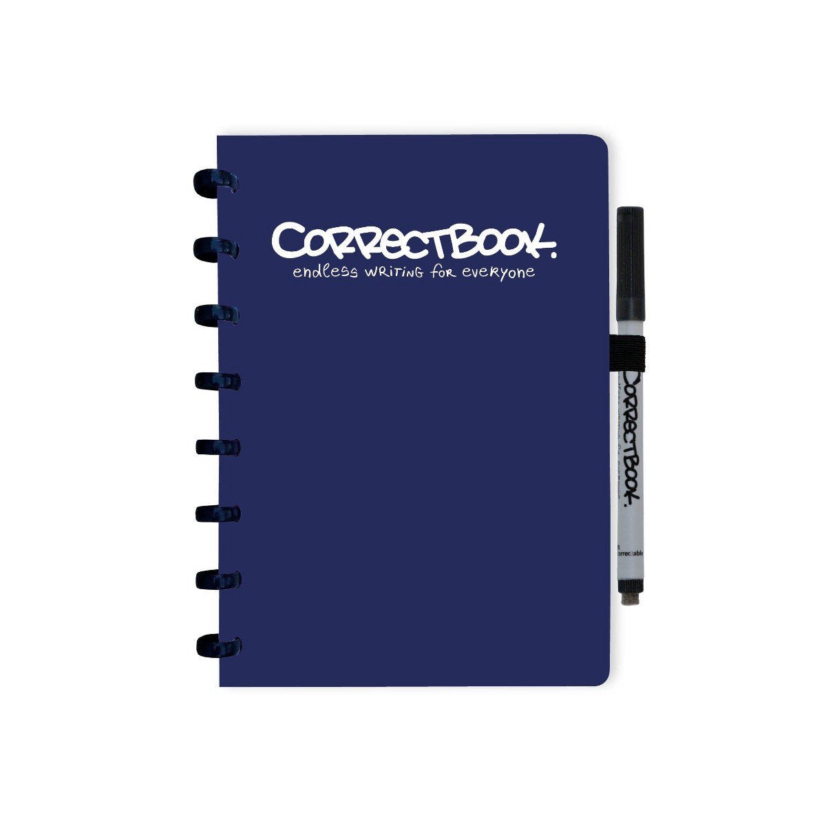 Correctbook a5 uitwisbaar notitieboek – herbruikbaar schrift – midnight blue – gelinieerd – inclusief pen wisdoekje – aanvulbaar met extra pagina’s