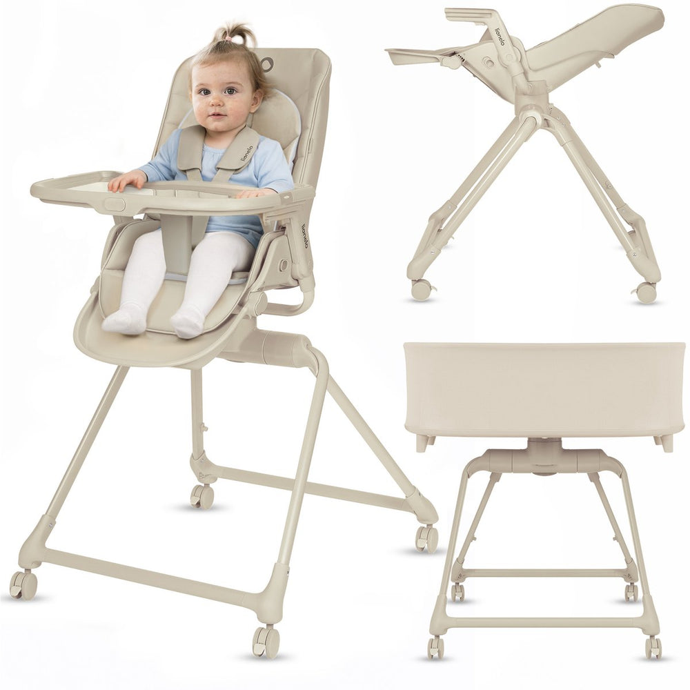 Lionelo maddie set 3in1 - kinderstoel + wipstoel baby bed - inklapbaar - 360° draaibare zitting - met comfort matras - wielen - wasbare - 0-36 maanden