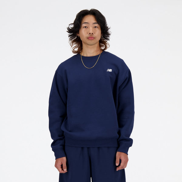 New balance sport essentials fleece crew heren trui - navy 2xl