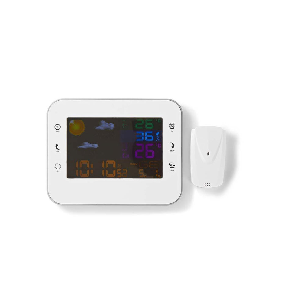 Nedis weerstation - binnen buiten - inclusief draadloze weersensor - weersvoorspelling - tijdweergave - lcd - wekkerfunctie