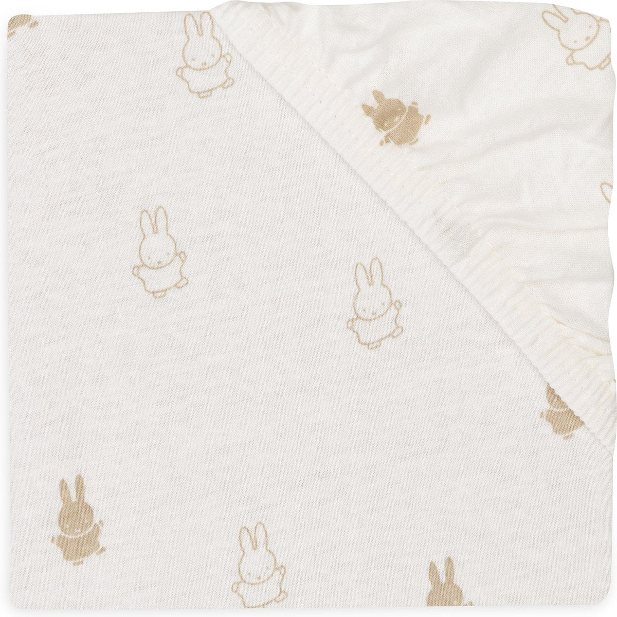 Jollein x nijntje - hoeslaken jersey 40 50x80 90cm - wieg, ledikant, babybed - happy miffy - nougat
