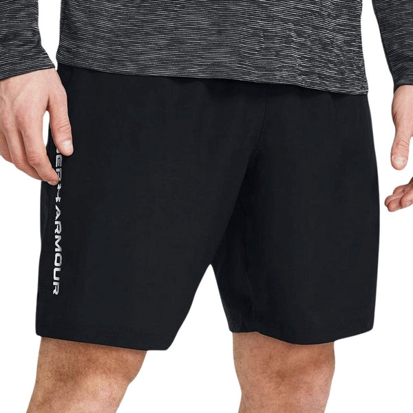Under armour ua tech woven wordmark short-blk heren sportbroek - zwart - wit s