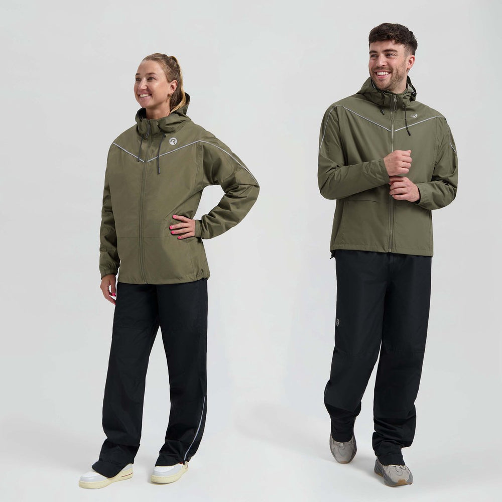 Rogelli commuter essential dames en heren regenpak - zwart groen