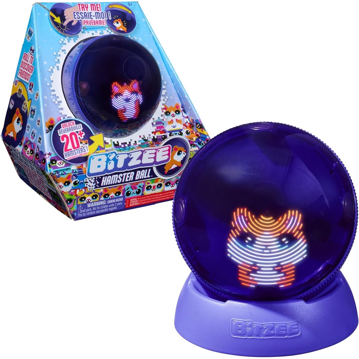 Bitzee hamster bal -interactief speelgoed met meer dan 20 hamsters - rolt en reageert op aanraking - speelgoed met digitale huisdieren