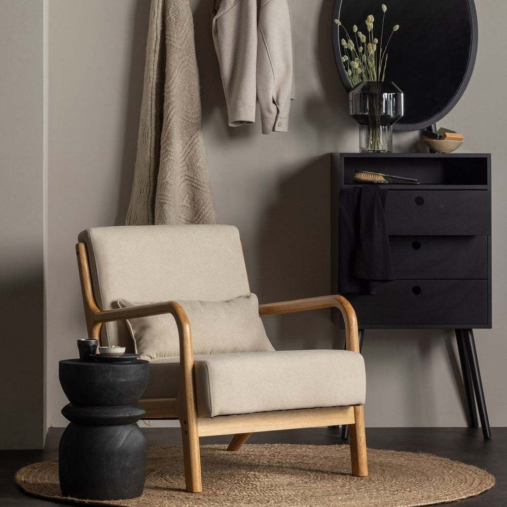 Woood mark fauteuil - stof - naturel - 75x67x82