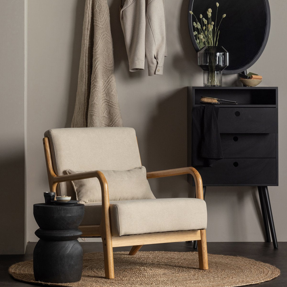 Woood mark fauteuil - stof - naturel - 75x67x82