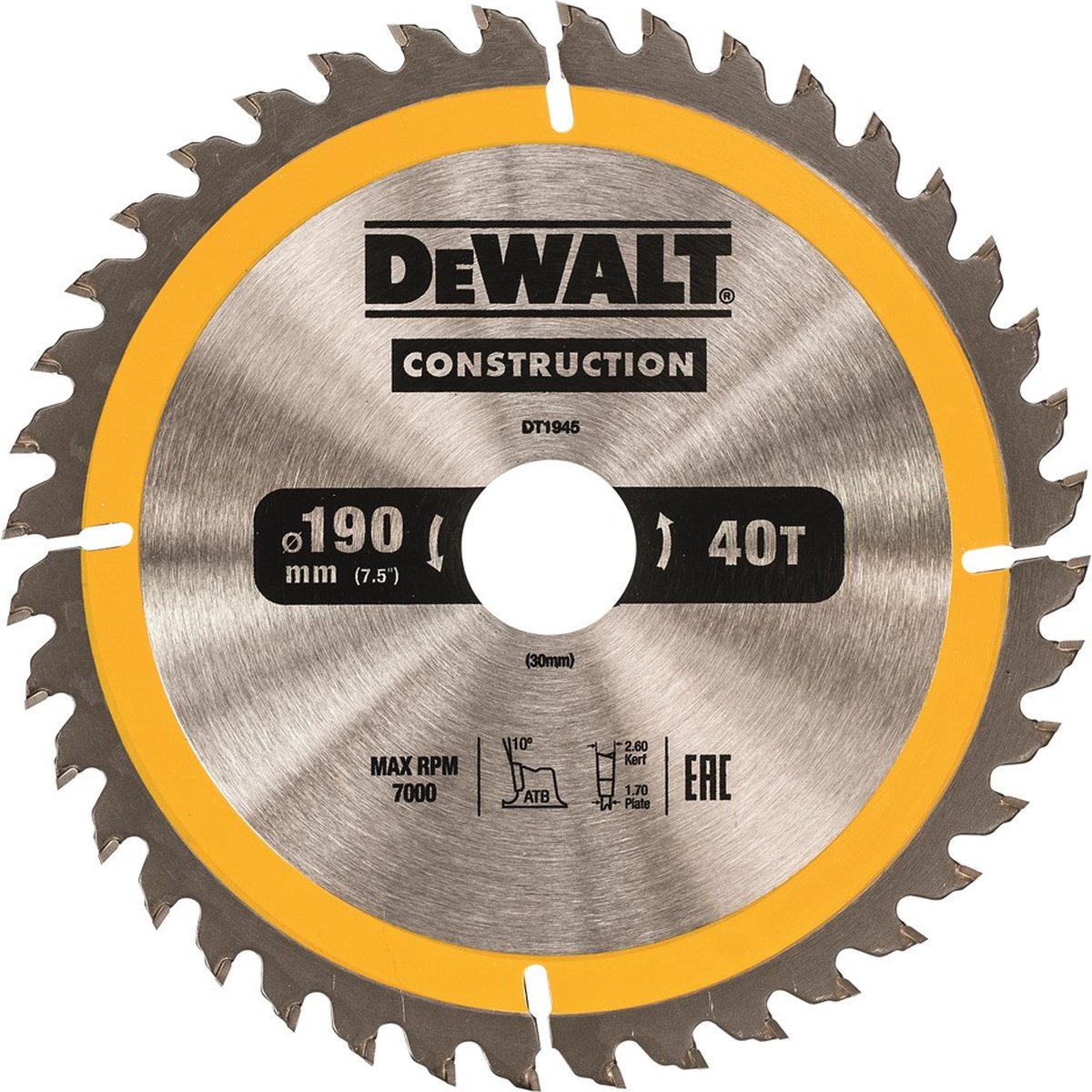 Dewalt dt1945 serie - cirkelzaagblad - atb - 190mm - 40 tanden