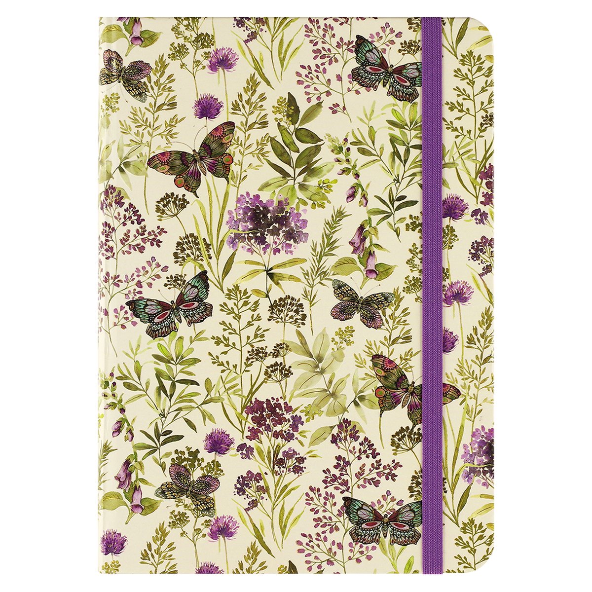 Peter pauper compacte notitieboek - amethyst butterflies - met elastieksluiting - 13x18 cm