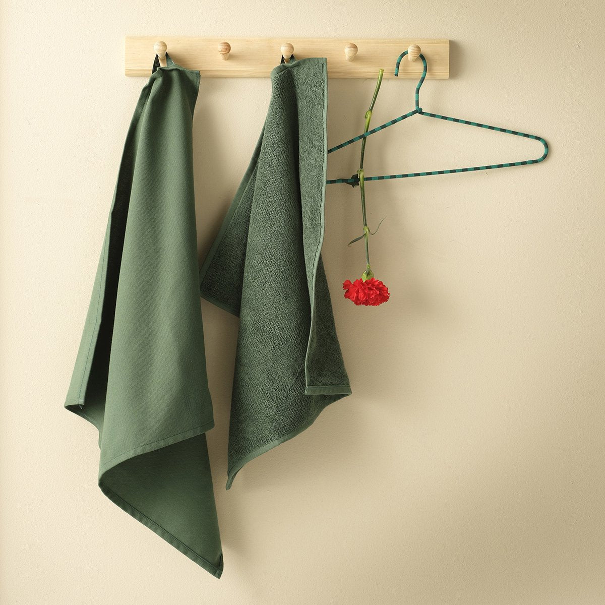 Ddddd - 6x theedoek - logo - 60x65 cm - groen - set van 6 stuks