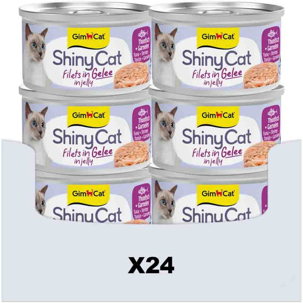 Gimcat 24 x 70 g - shinycat filets in jelly tonijn + garnalen