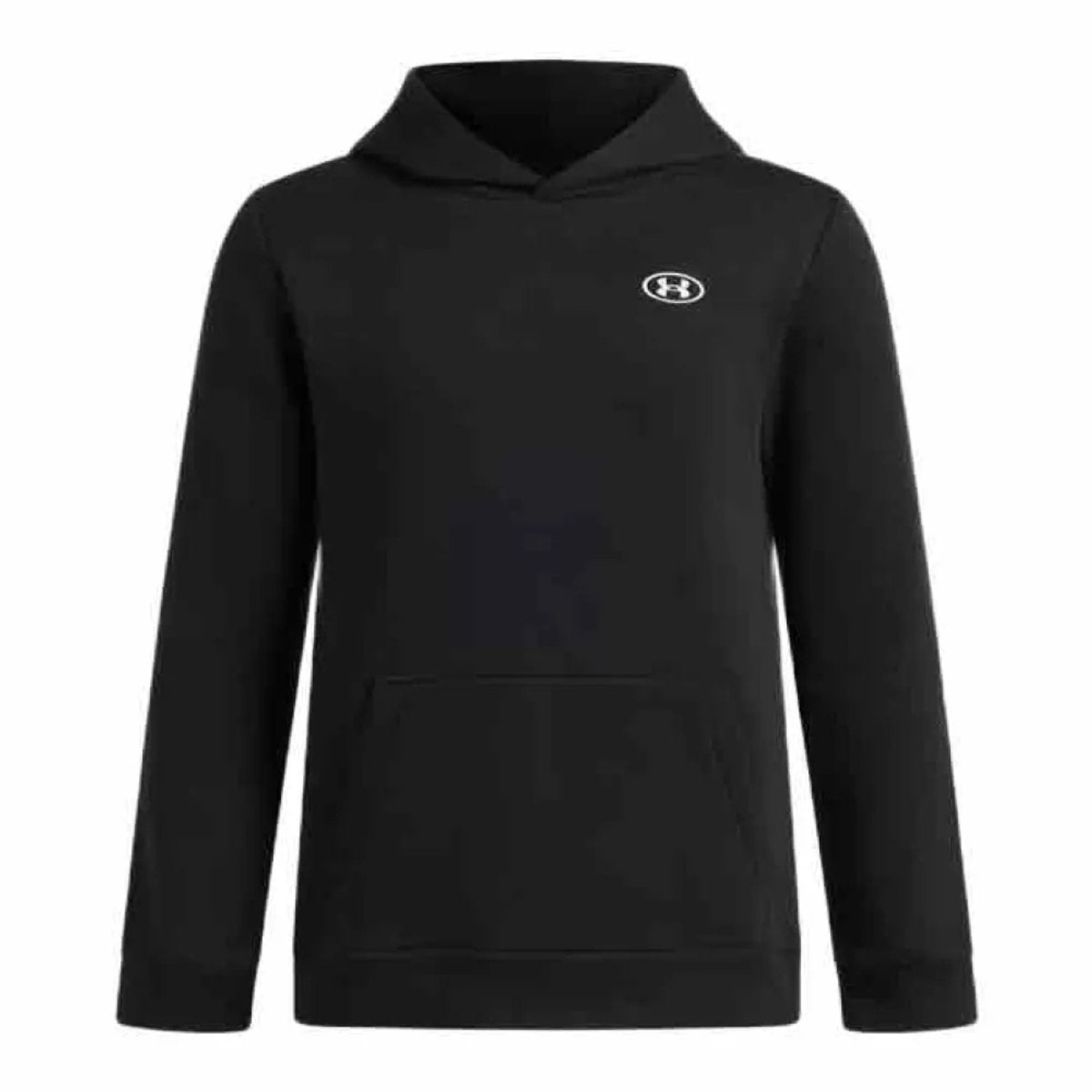 Under armour ua b rival fleece hoodie-blk jongens sporttrui - ultimate zwart - wit
